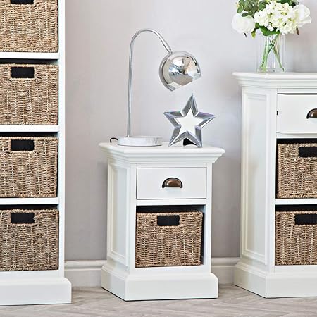 The Furniture Outlet Monaco White Wicker 1 Drawer 1 Basket Unit Amazon Co Uk Kitchen Home