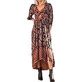 Angie Womens Angie Women's Long Sleeve Printed Maxi Dress with Slit