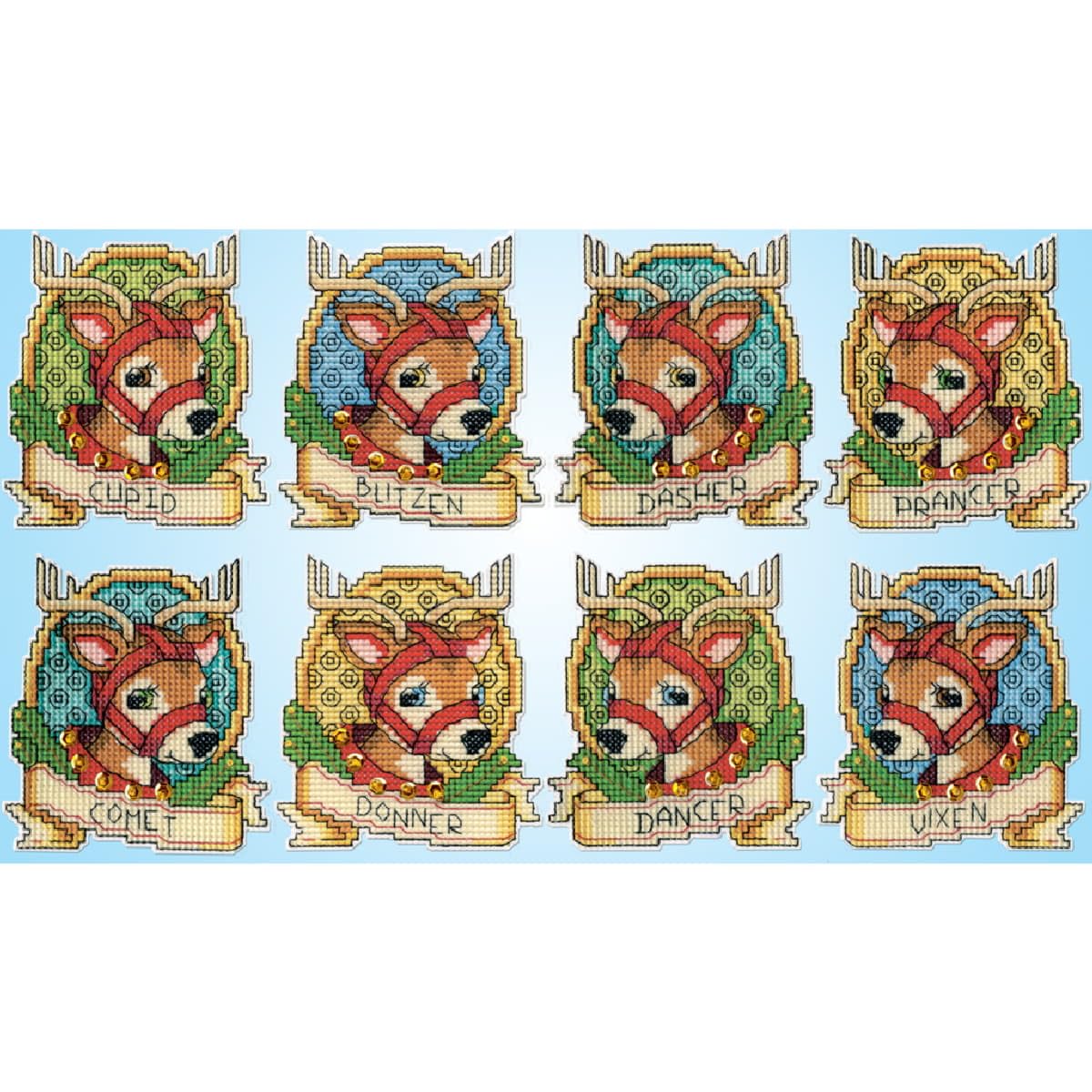 Design Works Cross Stitch Kit Christmas Tree Ornaments - Reindeers