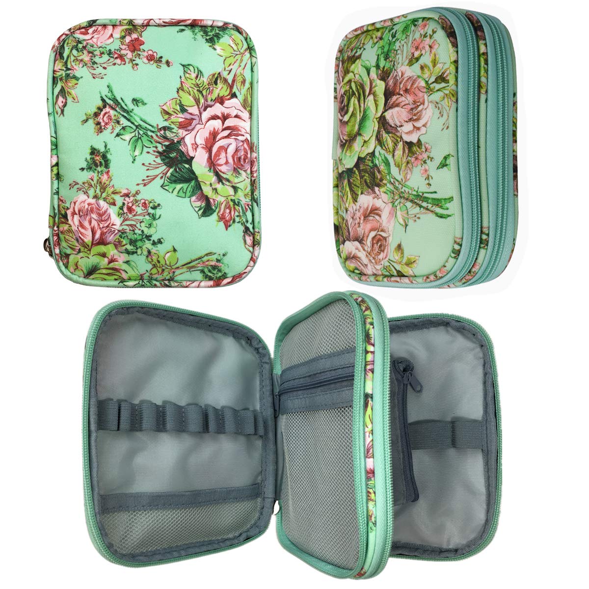 New Crochet Hook Case Without Hooks and Accessories, Zipper Storage Organizer Bag with Web Pockets for Various Crochet Needle