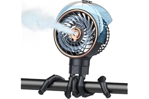 Ausic Stroller Fan with Mist, 100ml Misting Portable Fan for Stroller, Safe Baby Fans with Detachable Tripod, Baby Essentials, Clip on Fans for Crib, Treadmill, Car Seat, Outdoor, Beach, Golf Cart