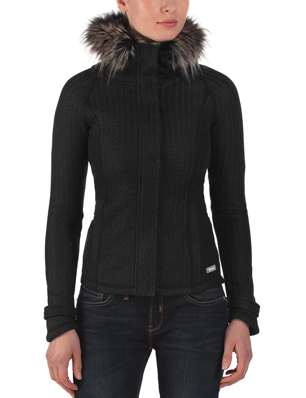 Bench Damen Jacke Strickjacke RAPPUPPED schwarz (Black Marl) XLarge