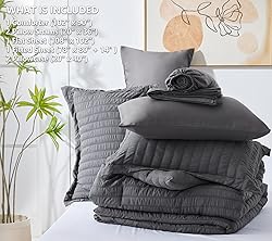 CozyLux King Seersucker Comforter Set with Sheets
