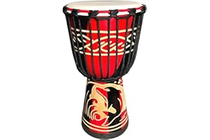 GENERIC RUOSWTE 8-inch Djembe，Djembe Drum，Percussion Music Bongo, West African Style (Red dolphin) ﻿