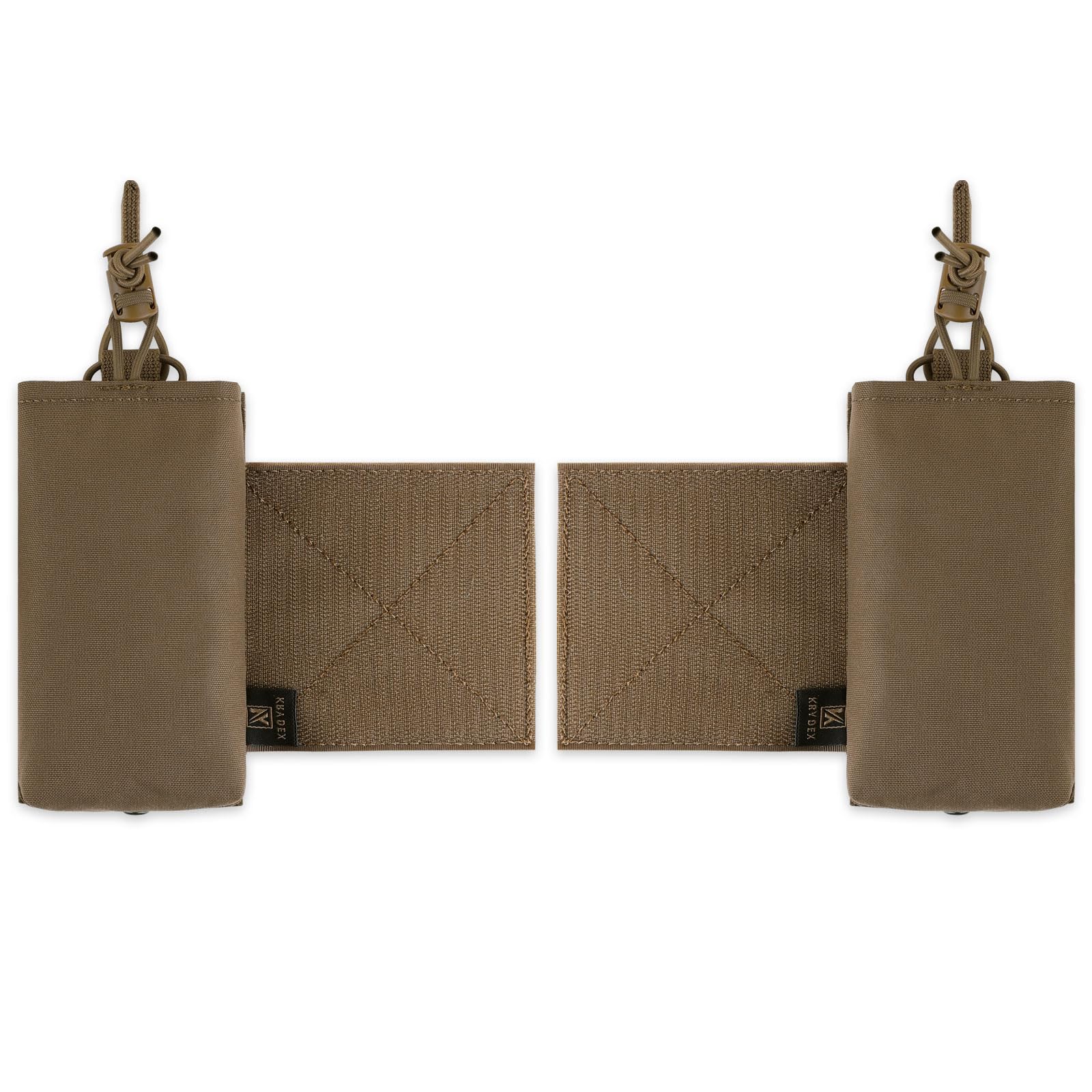 KRYDEX GEAR Magazine Holder Radio Pouch with Hook and Loop Cummerbund Side Mag Pouch Holster for Chest Rig Tactical Vest (Coyote Brown)