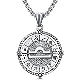 MEIDERBO Zodiac Necklace 12 Constellation Horoscope Astrology Pendant Necklace 925 Sterling Silver Zodiac Sign Jewelry Gifts for Men Women