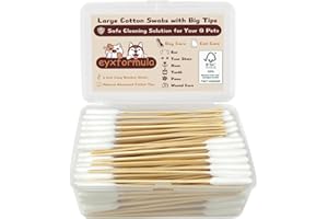 eyxformula 6 Inch Long Cotton Swabs for Pet Cleaning, Bamboo Handle, Pet Ear Cleaning Solution Supplies for Dogs and Cats (20