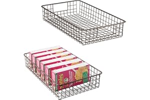 mDesign Household Metal Wire Cabinet Organizer Storage Organizer Bins Baskets Trays - for Kitchen Pantry Pantry Fridge, Close
