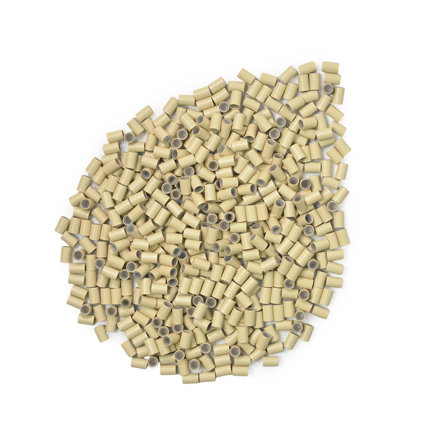 4.0 * 2.8 * 6.0 mm Copper Tube Micro Link Beads with Silicone Lined Micro Ring Hair Beads for I-Tip Hair Extensions (1000 Pcs Blonde)