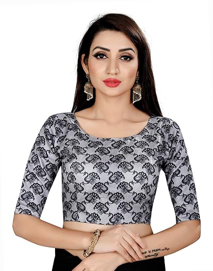 Women's Kalamkari Print Round Neck Saree Blouse