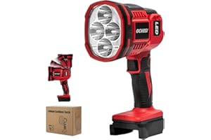OCHESI Cordless LED work light compatible with Milwaukee 18V Battery, 1500LM Handheld Spotlight with 550 Yard Distance, Flashing mode and Pivoting Head for Workshop, Camping, Jobsites (Battery Not Included)