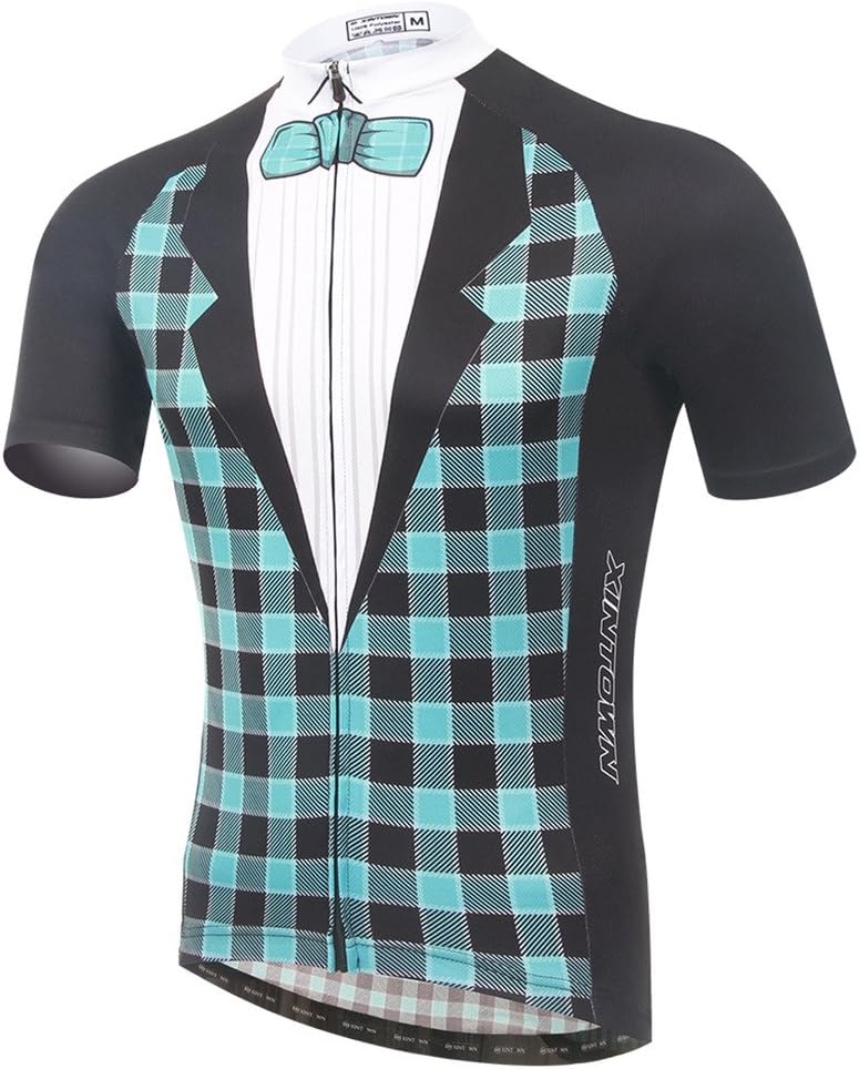 SpozFashion TeyxoCo Men Tuxedo Cycling Gel Pad Jersey Set