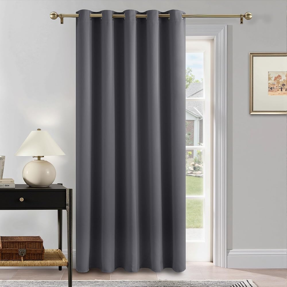 PONY DANCE Door Curtain Thermal 1 Panel Blackout 66x84 Grey