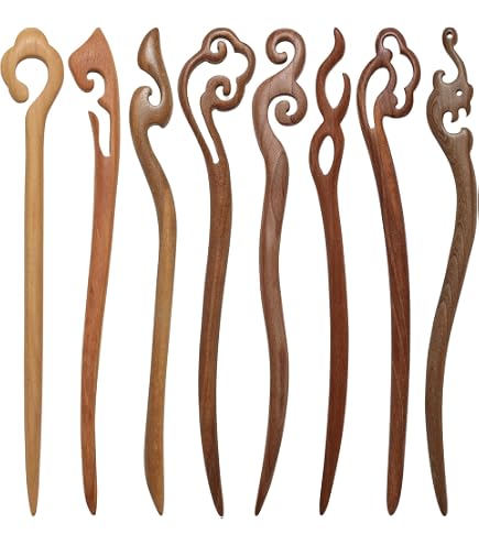 Amazon.com : 8Pcs Wooden Hair Sticks for Women, Vintage  display picture 3