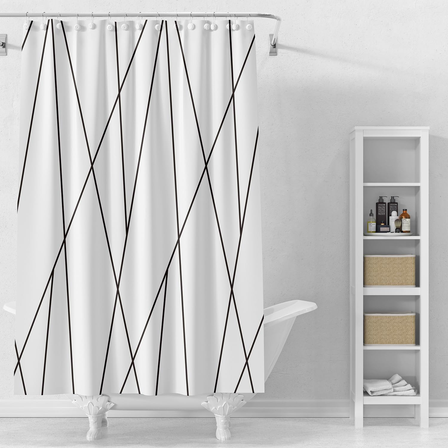 TIKABC Shower Curtain Liner, 4G PEVA Square Shower Liner, Plastic Waterproof Shower Curtains, 72x72 inch with Grommet Holes 3 Magnetic Weights