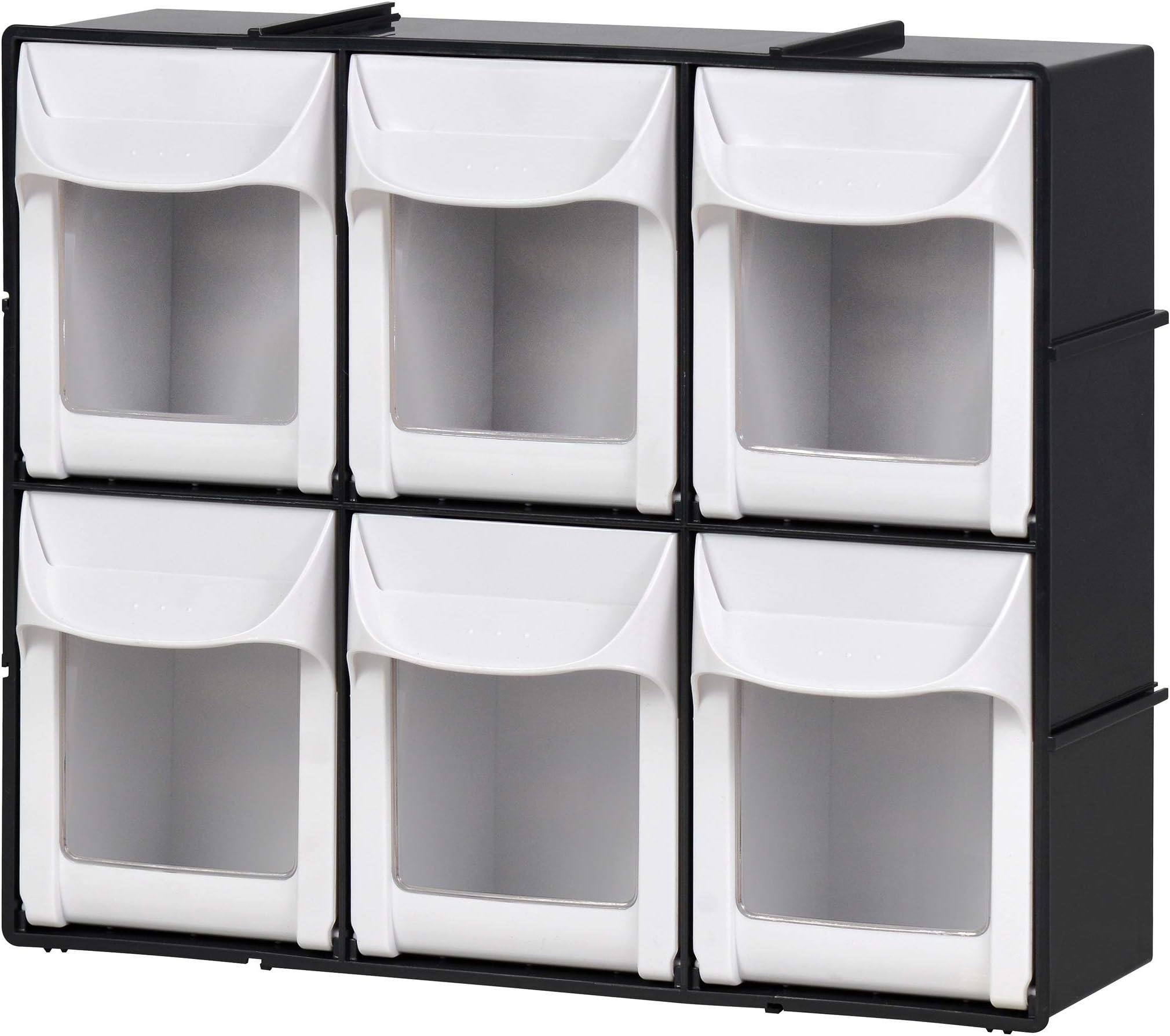 SHUTER Plastic Storage Systme w/ 6 Tilt Out Bins 11.9W x 4.2D x 10H" Hardware Organizer Tip Out Bins FO-306 - Black