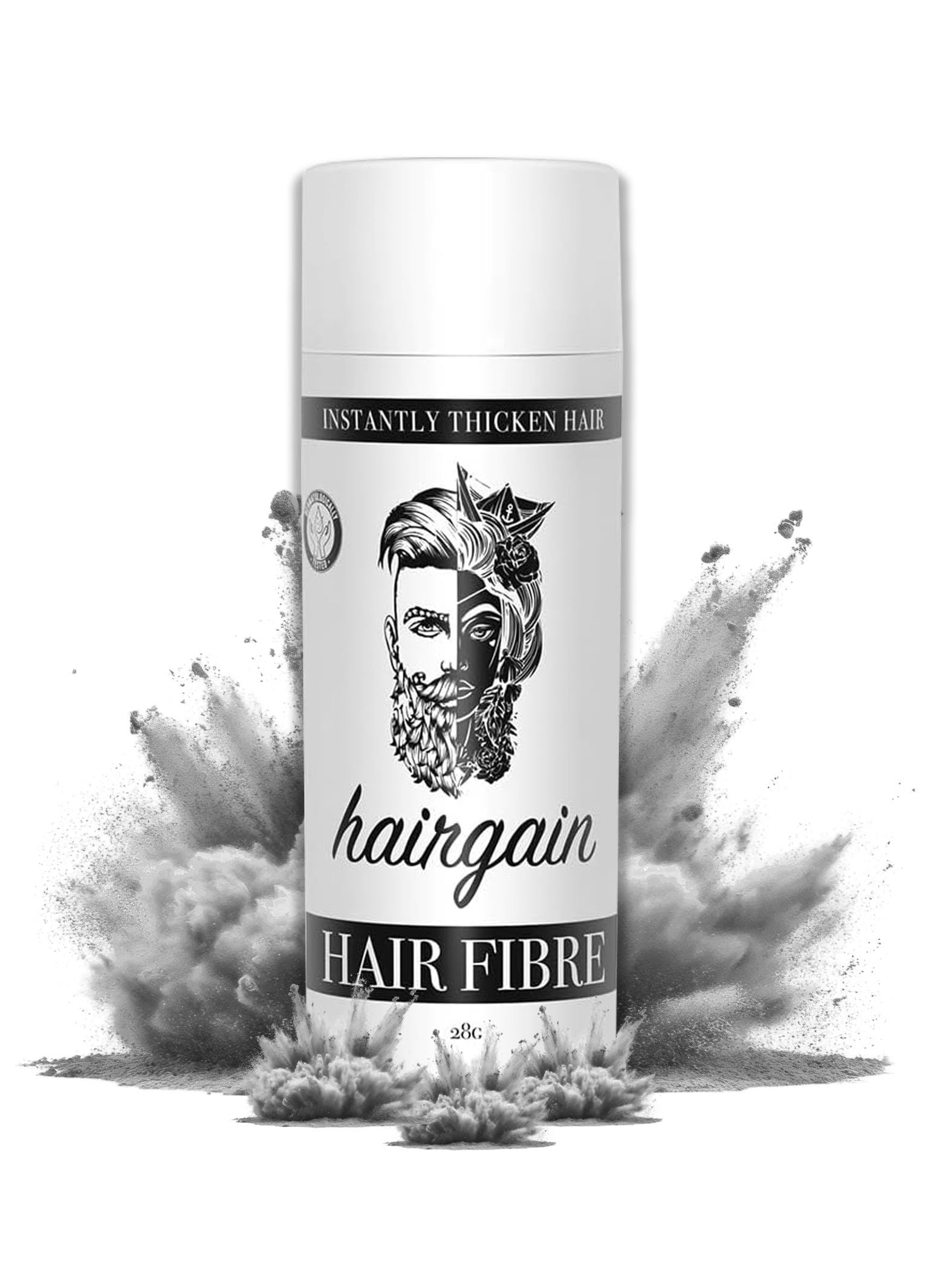 HAIRGAIN HAIR FIBRE for Thinning Hair Undetectable & Natural - 28g Bottle - Conceals Hair Loss Instantly - Hair Building Fibre Thickener & Topper for Fine Hair for Men & Women (Grey)