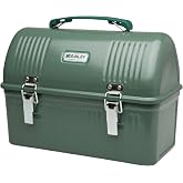 STANLEY Classic Lunch Box, 10 qt, Hammertone Green | Vintage Metal Dome Top Lunch pail | Durable Meal Container with Handle and Latch | Large Capacity | SPCD Steel