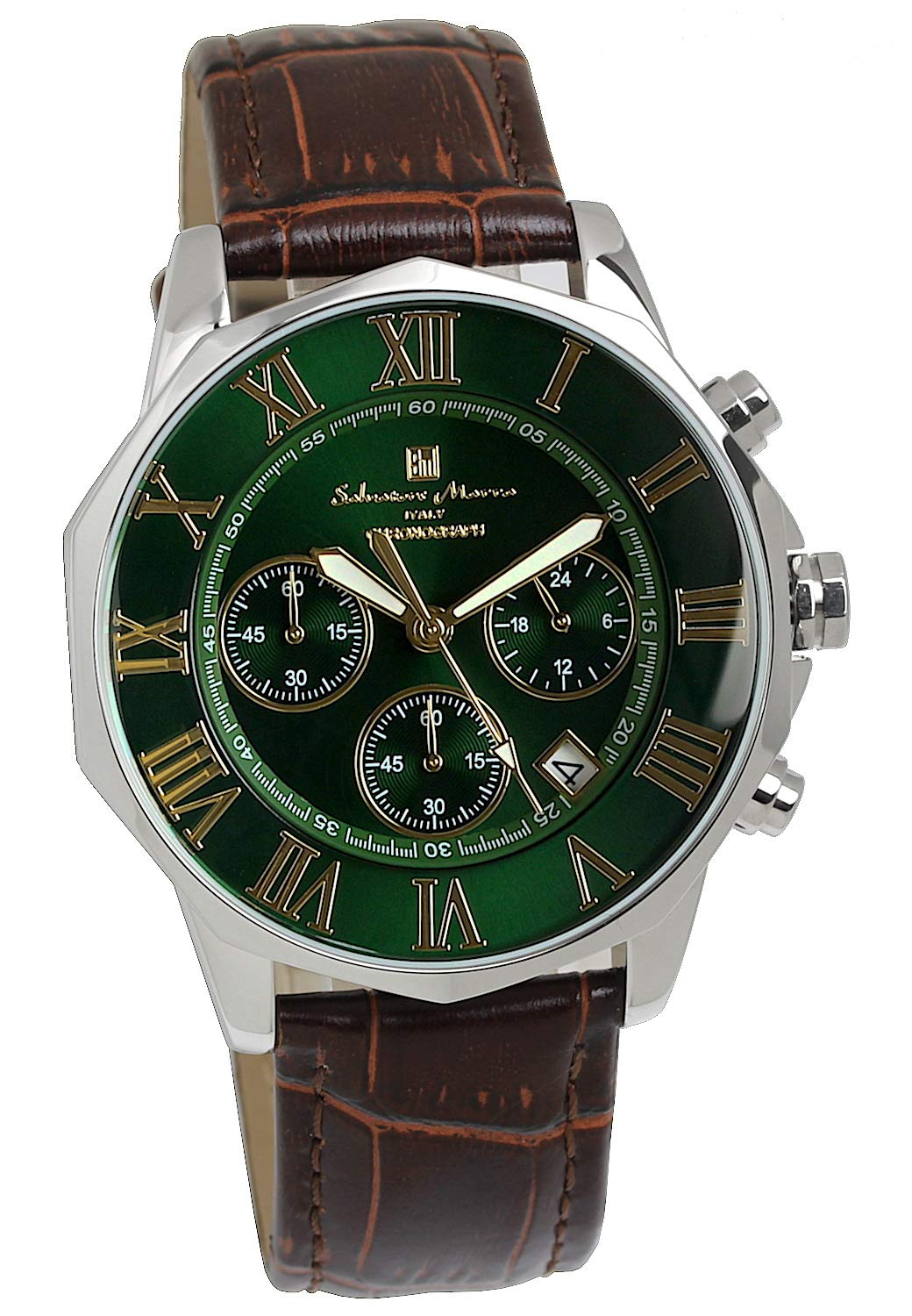 Salvatore Marra(サルバトーレマーラ) Salvatore Mara Men's Watch, Watch, Green, Chronograph, Water Resistant to 10 ATM, Business, Formal, green, Classic