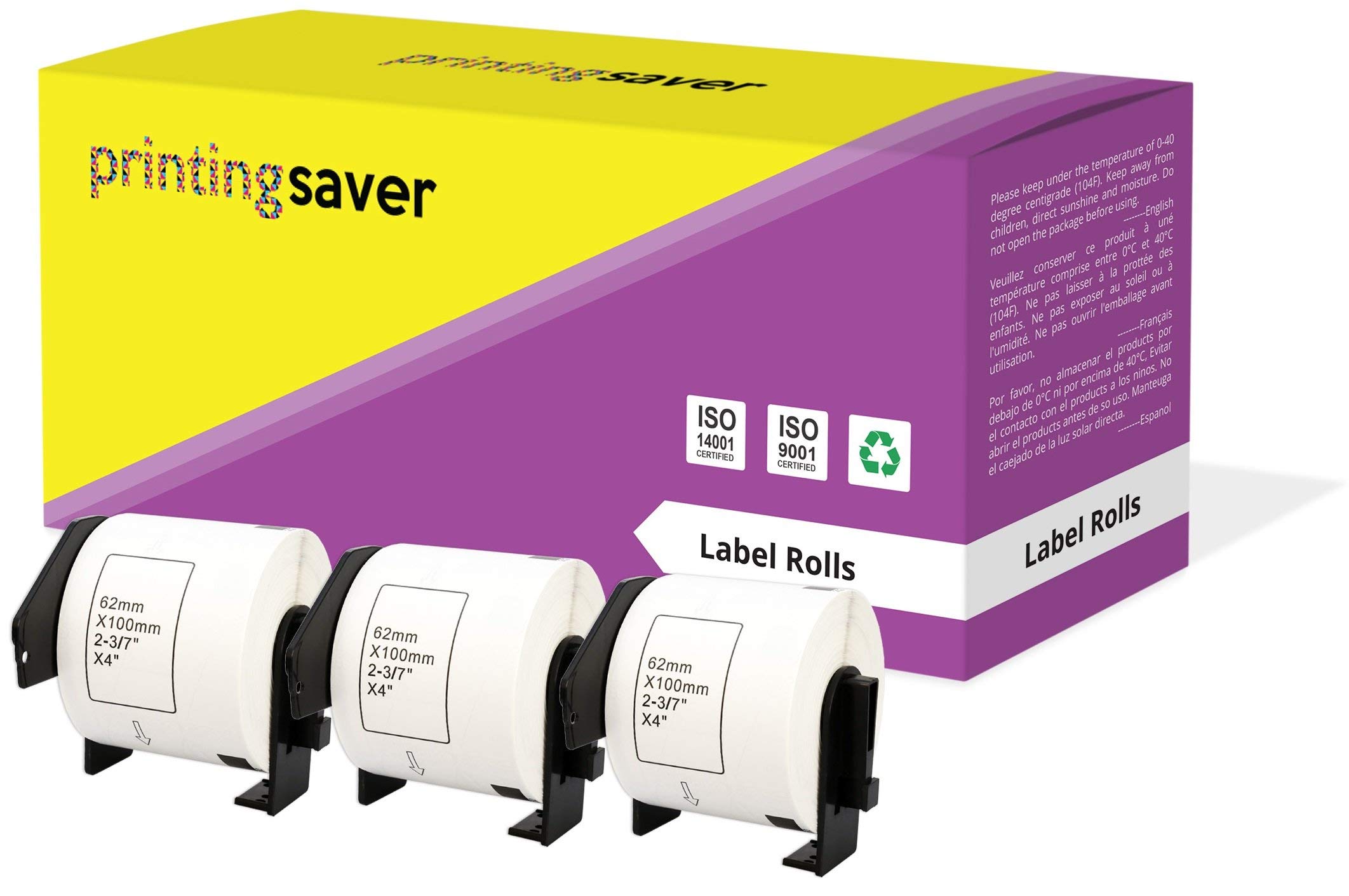 Printing Saver 3 DK-11202 Continuous White Address Labels Compatible with P-Touch QL-1050 1050N 1060N 500A 500BS 500BW 560VP 560YX 580 580N 650TD Brother Label Printers (62mm x 100mm)