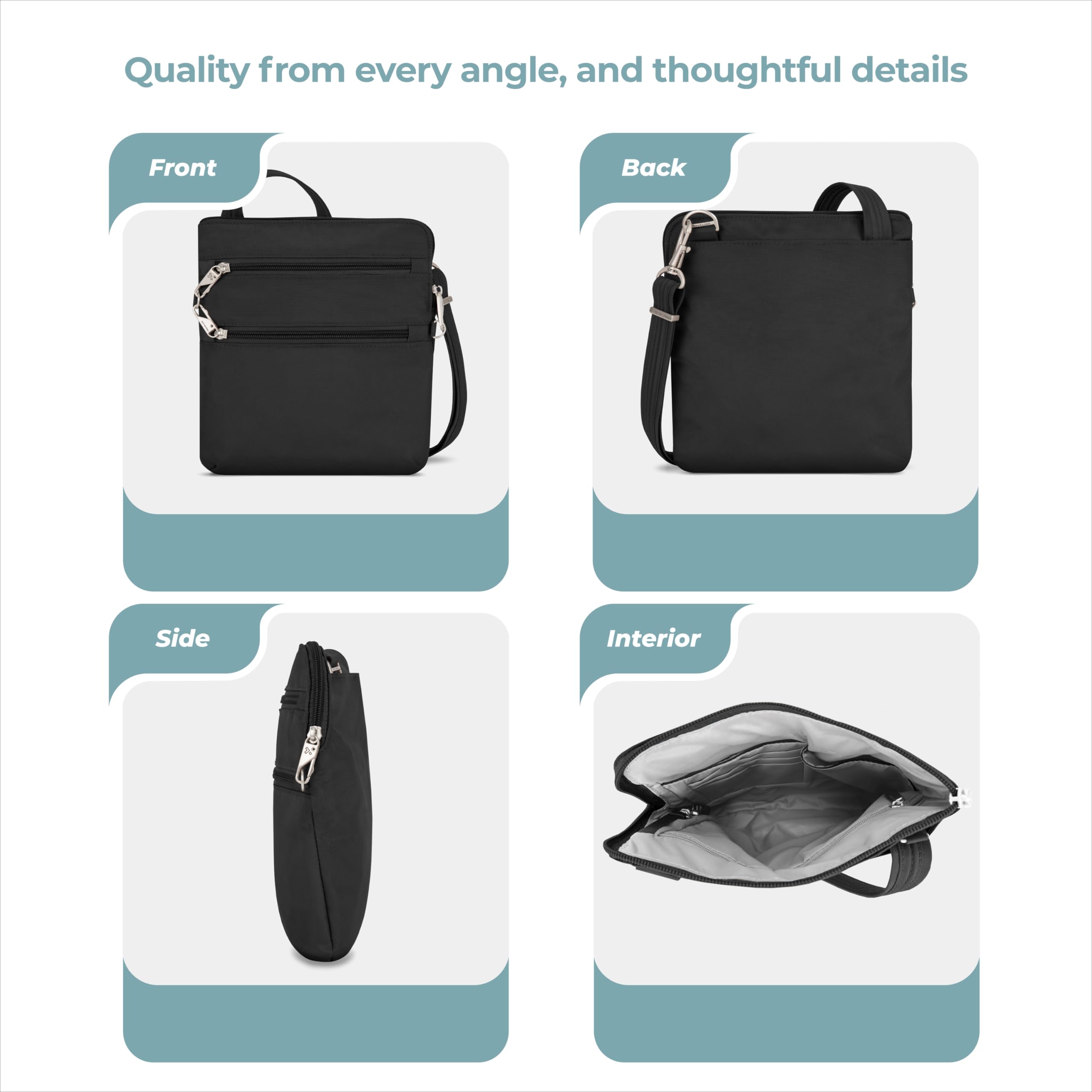 Travelon Anti-theft Classic Slim Double Zip Crossbody