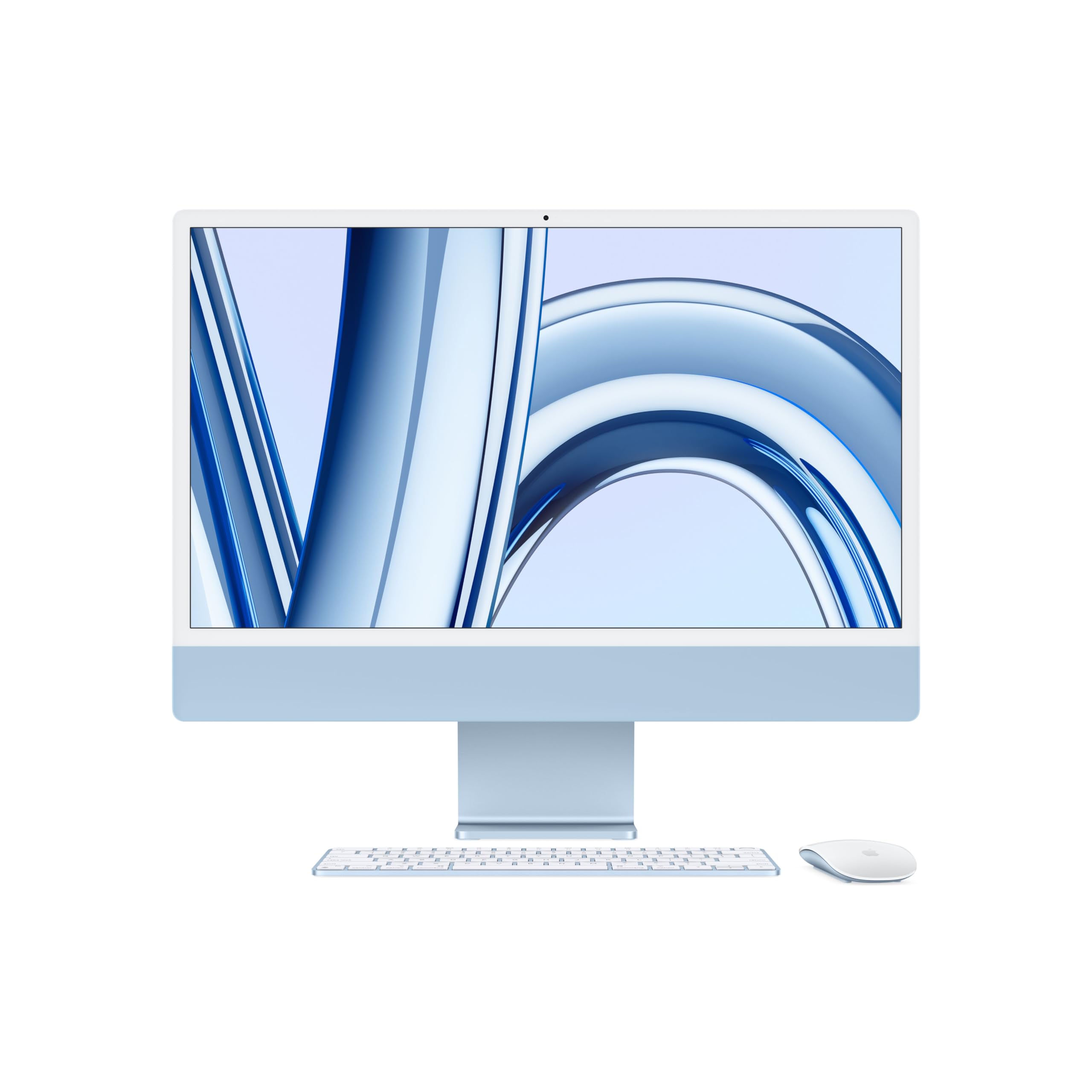 Apple 2023 iMac all-in-one desktop computer with M3 chip: 8-core CPU, 10-core GPU, 24-inch 4.5K Retina display, 8GB unified memory, 512GB SSD storage, matching accessories. Works with iPhone; Blue