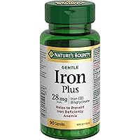 NATURE'S BOUNTY Iron Plus, 28 mg, Gentle, Helps Prevent Anemia, Supports Immune Health, Helps Red Blood Cell Formation & Func