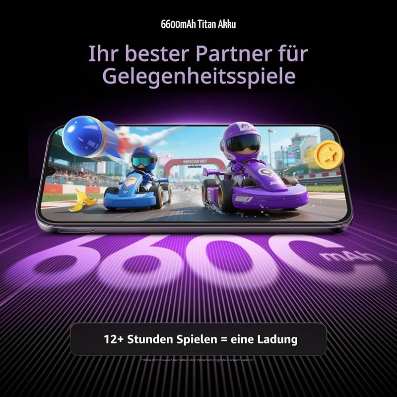 P4 Lite 4G Smartphone, 4GB+256GB, 6,8 Zoll 120Hz HD LCD-Display, 6600mAh Titan-Akku, 15W Ladung, 6W Rückladung, IP64 Staub- und wasserdicht, Next KI-System, Titan-Grau (Ohne Ladegerät)