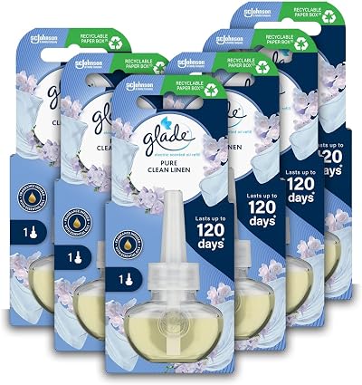 Glade Plug In Air Freshener Refill Clean Linen 6 x 20ml 6 Pack