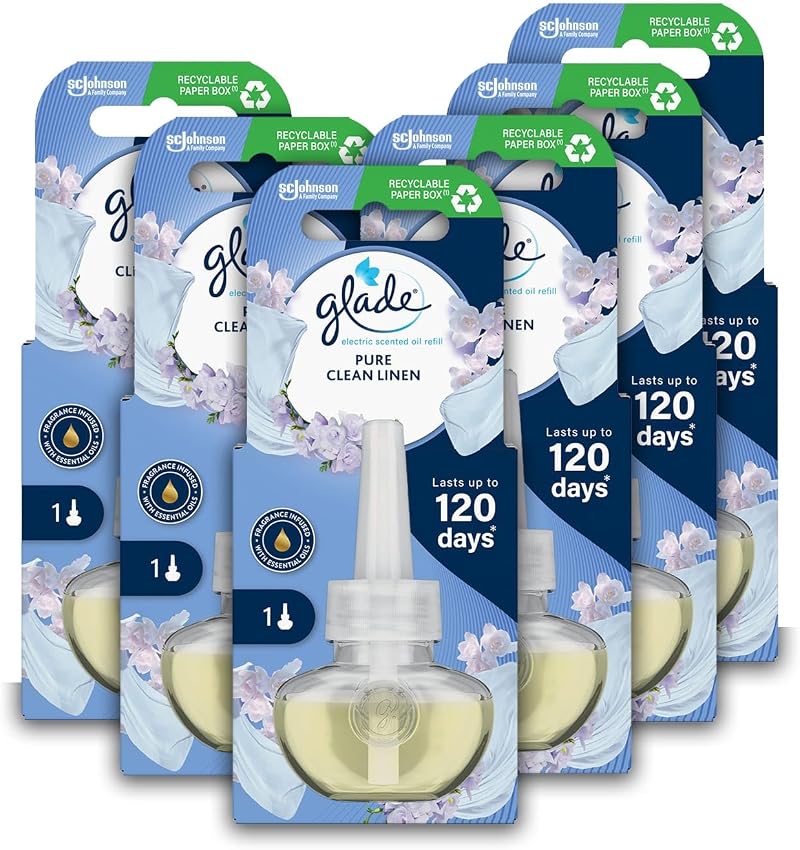 Glade Plug In Air Freshener Refill Clean Linen 6 x 20ml 6 Pack