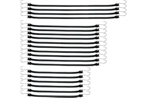 XSTRAP STANDARD 20 Pack Multiple Size Natural Rubber Tarp Bungee Straps 100% EPDM Tie Down Cords with S Hooks Heavy Duty Ideal for Securing Tarps