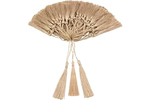 VAPKER 100 Pieces Wheat Color 13cm/5-Inch Silky Handmade Soft Tassels Floss Bookmark Tassels with 2-Inch Cord Loop for Jewelry Making, DIY Projects, Bookmarks