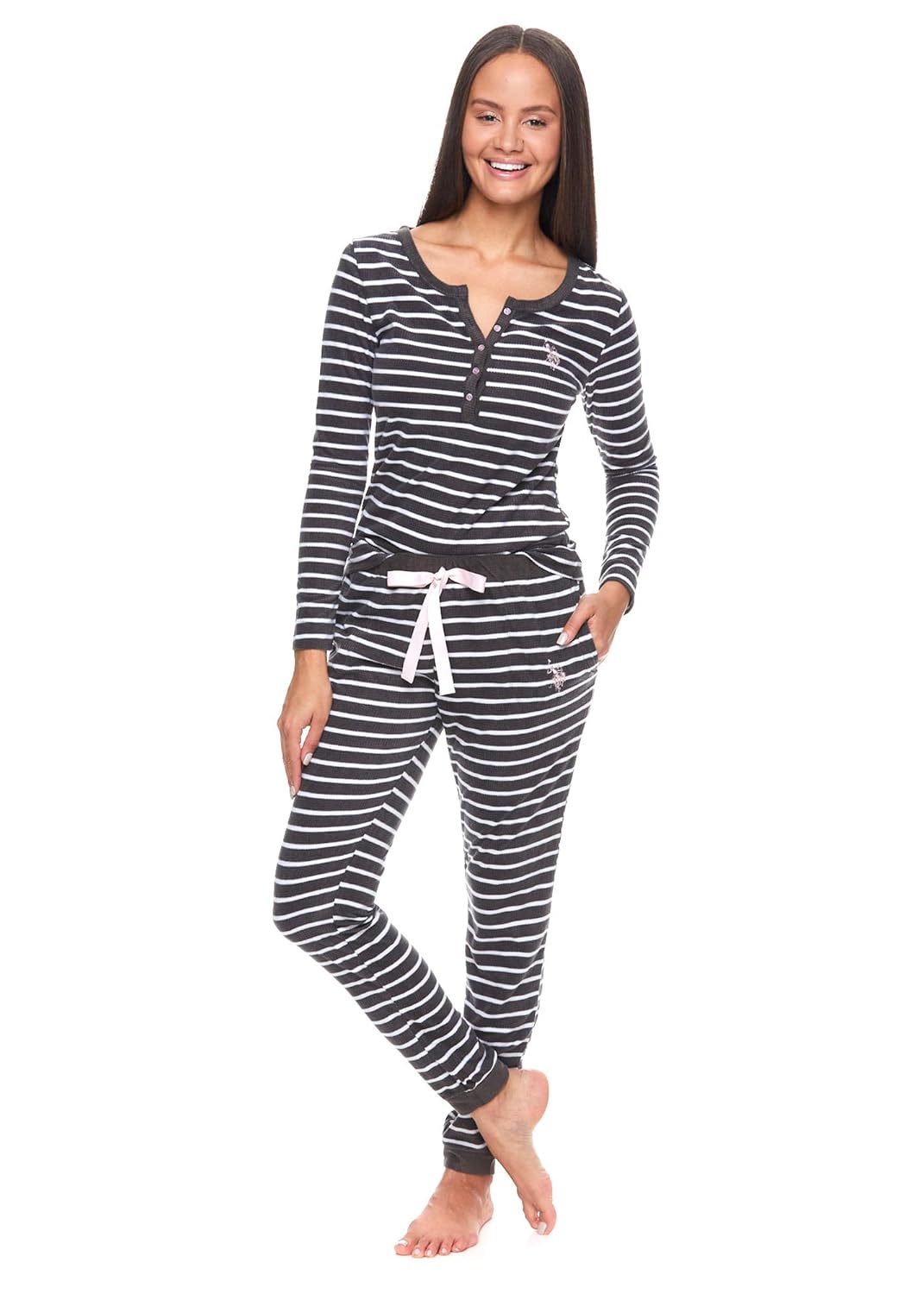 Buy U.S. Polo Assn. Womens Pajamas Set with Long Sleeve Shirt and Cuffed Pajama Pants Set 