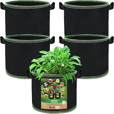 OFFCUP 3 Gallon Plant Grow Bags - 5 Pack, Breathable Fabric with Handles
