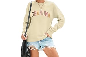 LOTUCY Grandma Sweatshirt Women Nana Life Sweatshirts Colorful Grandma Letter Print Crewneck Mimi Birthday Gift