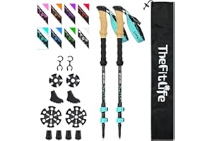 TheFitLife Carbon Fiber Trekking Poles – Collapsible and Telescopic Walking Sticks with Natural Cork Handle and Extended EVA Grips, Ultralight Nordic Hiking Poles for Backpacking Camping