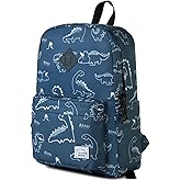 VASCHY Backpack for School, Lightweight Water Resistant Bookbag Casual Daypack for Man/Boys Dinosaurs