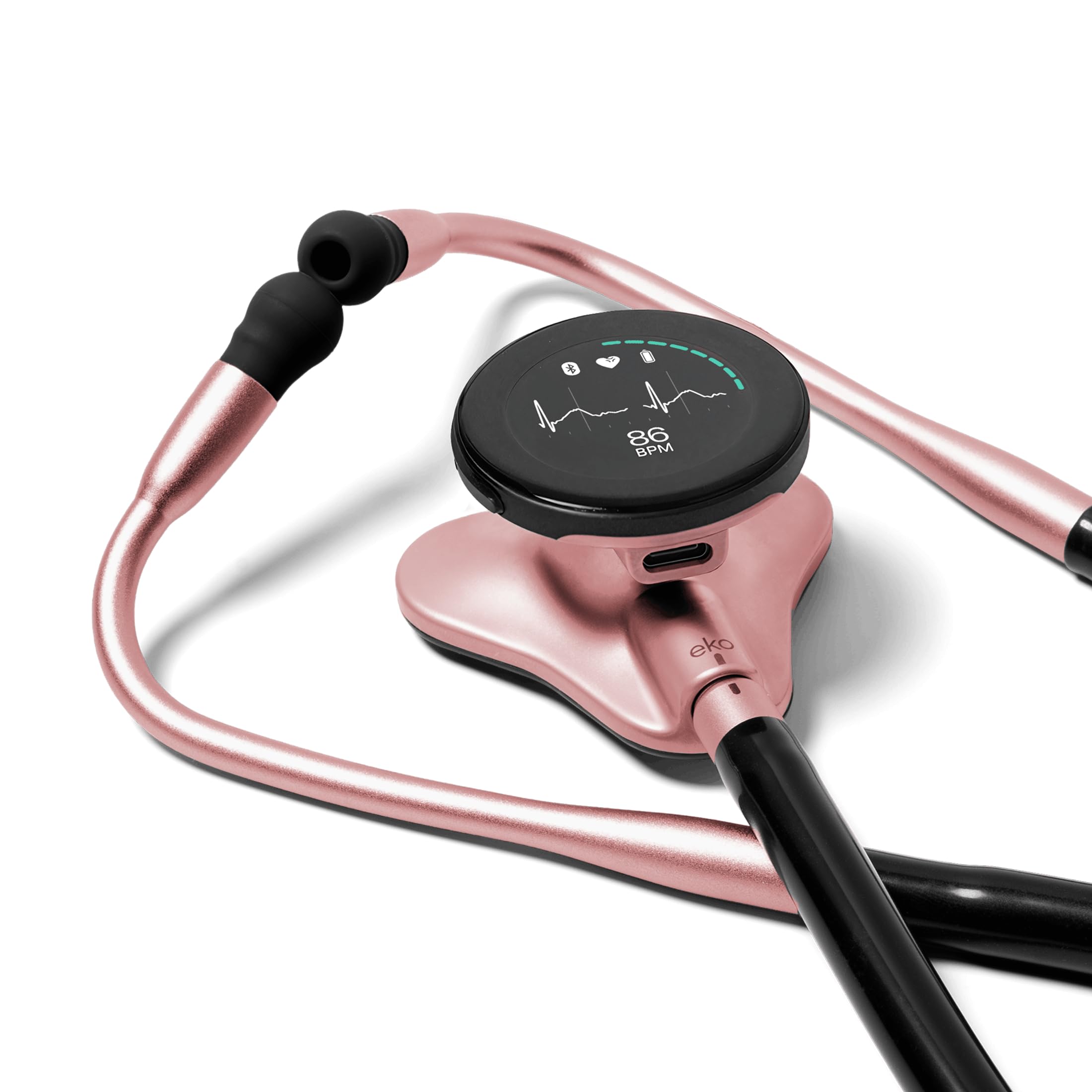 Estetoscopio digital Eko CORE 500™: amplificación de 40x, cancelación activa de ruido, ECG de 3 derivaciones, IA aprobada por la FDA con Eko+, pantalla a todo color, elegible para reembolso, oro rosa, COR503-ROG