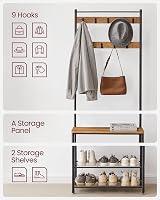 VASAGLE Coat Rack Hallway Cabinet with Bench and Shoe Rack 175 cm Walnut view 8