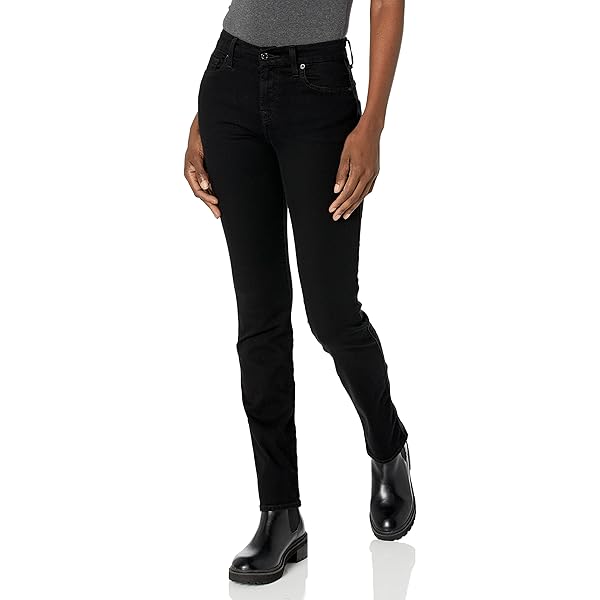 7 for All Mankind Women's Straght Leg Jean, Blue/Black Santorini