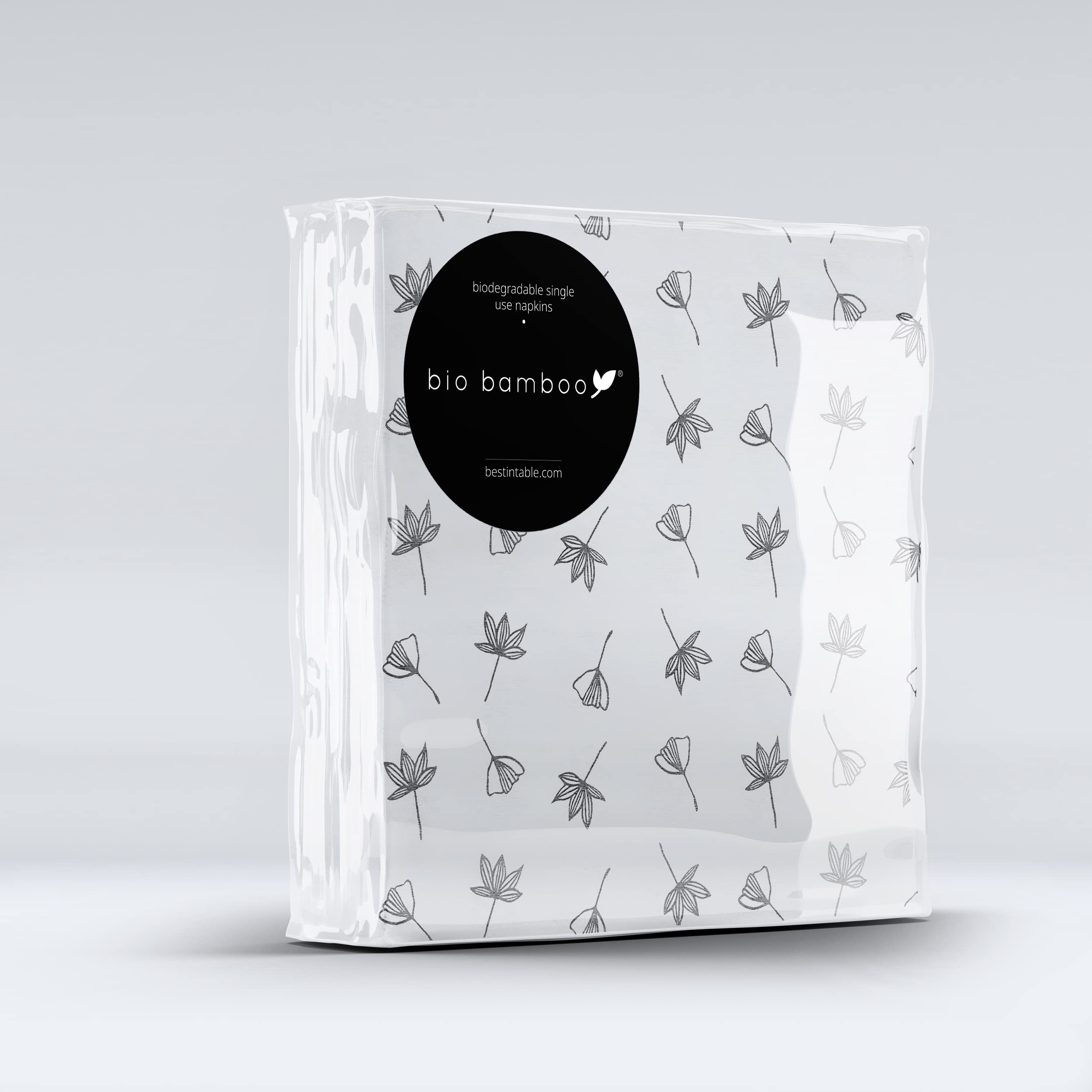 bio bamboo Disposable Napkins, Bamboo viscose Cellulose, White with Black Print, 20 Pieces โ image 1
