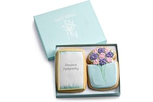 CUSTOM COOKIES Gourmet Cookie Sympathy Gift Baskets | 2 Large 2.5 x 4.5 in Vanilla Sugar Cookies Hand-Decorated With Royal Icing | Kosher Bakery Sympathy Gifts Care Package For Women, Men, Kids | Prime Delivery