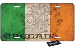 Wondertify License Plate Ireland Vintage Flag Irish Emblem Decorative Car Front License Plate,Vanity Tag,Metal Car Plate,Aluminum Novelty License Plate for Men/Women/Boy/Girls Car,6 X 12 Inch