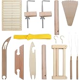 Weaving Loom Kit, Wood DIY Weaving Loom Including Warping Peg, Clamp Warping Clamp, Beveled Inkle Weaving Shuttle Kit for Weaving Lovers Beginners Knitted Crafts DIY