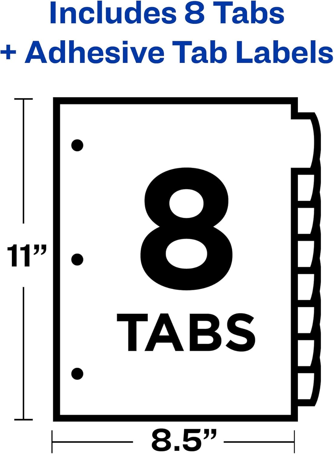 Avery 8-Tab Ultralast Plastic Binder Dividers, Multicolor Big Tabs, 1 Set (24901) : Office Products