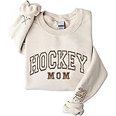 MY4LOVE Custom Embroidered Hockey Mom Sweatshirt, Personalized Hockey Mama Sweatshirt, Senior Mom Sweatshirts for Women, Name on Sleeve, Sport Moms Graduation Game Day Gifts