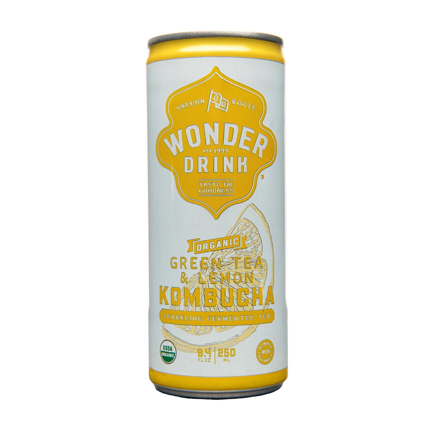 Wonder Drink Kombucha, Organic Green Tea with Lemon Sparkling Fermented