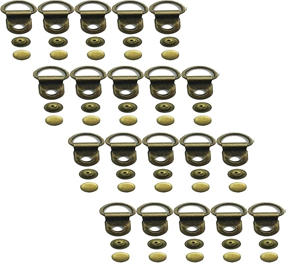 （Pack of 20） Shoe Lace Eyelets Antique Gold Metal Loop and Ring Boot lace rings