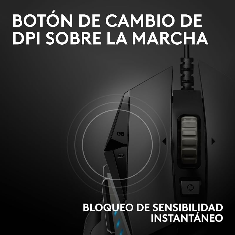 Logitech g502 hero, mouse para jogos com fio de alto desempenho, captura hero 25k, 25.600 dpi, rgb, peso personalizável, 11 botões programáveis, memória integrada, pc/mac - preto