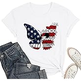 WEITUN 4th of July Gnomes Shirt for Womens Funny Patriotic Graphic Tee Shirt USA Flag Stars Stripes Tee Tops